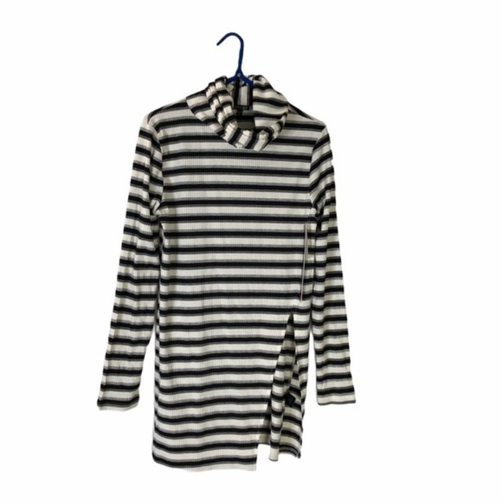Copper Key Striped Metallic Ribbed Knit Turtleneck